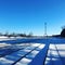 Railway station platform in winterday.