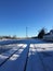 Railway station platform in winterday.