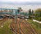 Railway station of suburban trains.Train station Levada, Kharkov, Ukraine, 05/19/2020