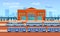 Railway station, vector flat background