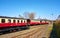 Railway station in Wernigerode with narrow-gauge railway wagons. Brockenbahn in the Harz Mountains. Saxony-Anhalt, Germany