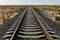 The railway in steppe of Kazakhstan