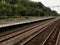 Railway suburban empty platform for commuter trains. Train quarantine and closure concept.