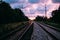 Railway at sunset bokeh photo