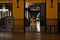 Railway terminal entrance at night