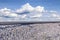 Railway track against the sky. Collage