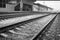 Railway track in black and white image