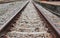 Railway track on gravel with concrete rail ties