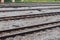 Railway track on gravel for train transportation Select focus with shallow depth of field
