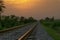 Railway track Leading Lines with amazing sunset