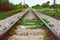 Railway track length on gravel for train transportation: Select focus with shallow depth of field :