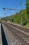 Railway track line in the European city