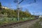 Railway track on the outskirts of the village of Mundybash in Gornaya Shoria