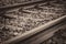 Railway Track, Sleepers and Ballast in Sepia