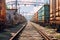 railway tracks with cargo containers on train