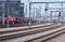 Railway tracks in the city center near main railway station of Vienna - Wien Hauptbahnhof