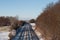 Railway tracks in Danish winter landscape