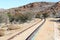 Railway tracks desert mountains, Namibia