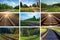 Railway tracks of different directions, landscape of railroad tr