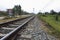 Railway tracks and grassland in thailand