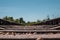 Railway tracks and gravel leading into the infinite distance