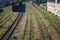 Railway tracks, a lot of rails go into the distance