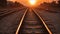railway tracks in the morning, train tracks go to horizon majestic sunrise orange