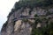 Railway tracks through Mountain side in Switzerland