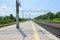 Railway tracks in mountainous terrain extending into perspective