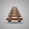 Railway tracks or rail road line on transparent background