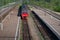 Railway tracks stretching into the distance. Road way