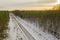 Railway tracks in winter. View from the drone.