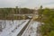 Railway tracks in winter. View from the drone.