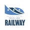 Railway train logo original design, railroad transport badge vector Illustration