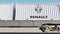 Railway transportation of containers with Groupe Renault logo. Editorial 3D rendering