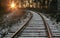 Railway under a thin layer of the first snow