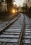 Railway under a thin layer of the first snow