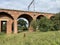 Railway viaduct, built with red brick near, Shay Lane, Walton, Wakefield, UK