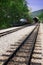 Railway, wagon and locomotive in station