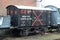 Railway wagon with warning sign Gunpowder van