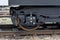 Railway wheels wagon .Freight cargo train. New 6-axled flat wagon ,Type: Sahmmn, Model WW 604 A, Transvagon AD