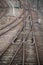 railways crossing in the train station on top view