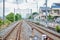 Railways at the level crossing in the countryside