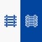 Railways, Station, Train, Transportation Line and Glyph Solid icon Blue banner Line and Glyph Solid icon Blue banner