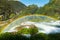 Raimbow over Marmore`s waterfalls in Umbria