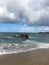 Raimbow in Sky Seen from Lumahai Beach at Kauai Island, Hawaii.