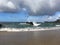 Raimbow in Sky Seen from Lumahai Beach at Kauai Island, Hawaii.