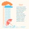 Rain background.Vector illustration with stylish flat clouds and