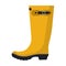 Rain boot vector flar icon side view. Autumn weather water rubber shoe protection. Waterproof gum boot outdoor yellow clothing