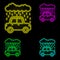 Rain car carwash cloud neon color set icon. Simple thin line, outline vector of car wash icons for ui and ux, website or mobile